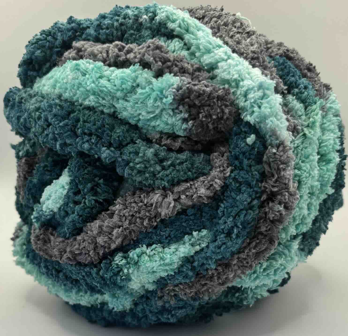 Chunky Chenille Yarn Blue Mix