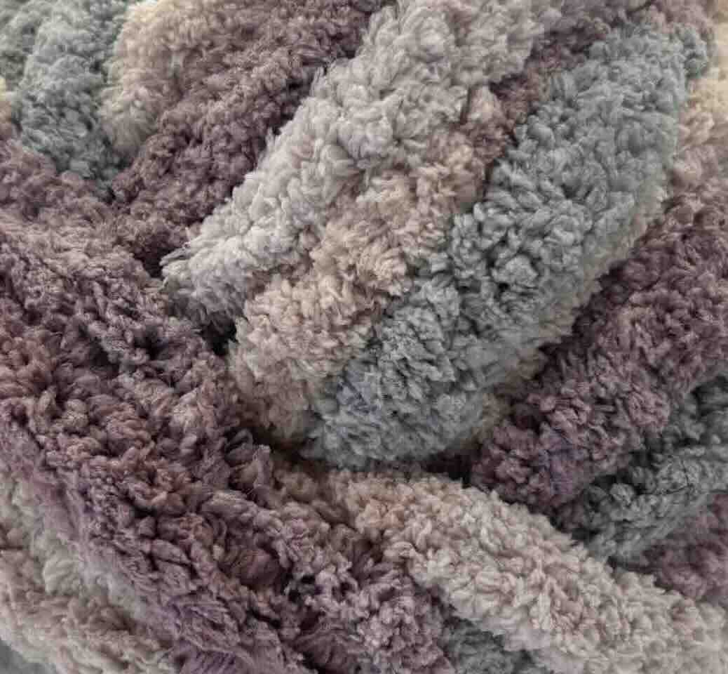 Chunky Chenille Yarn Purple Smoke - Image 2